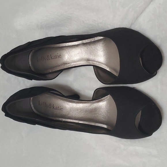 Kelly & Katie Open toe heel shoes 8 1/2 black ( Ss8 ) - Picture 2 of 6